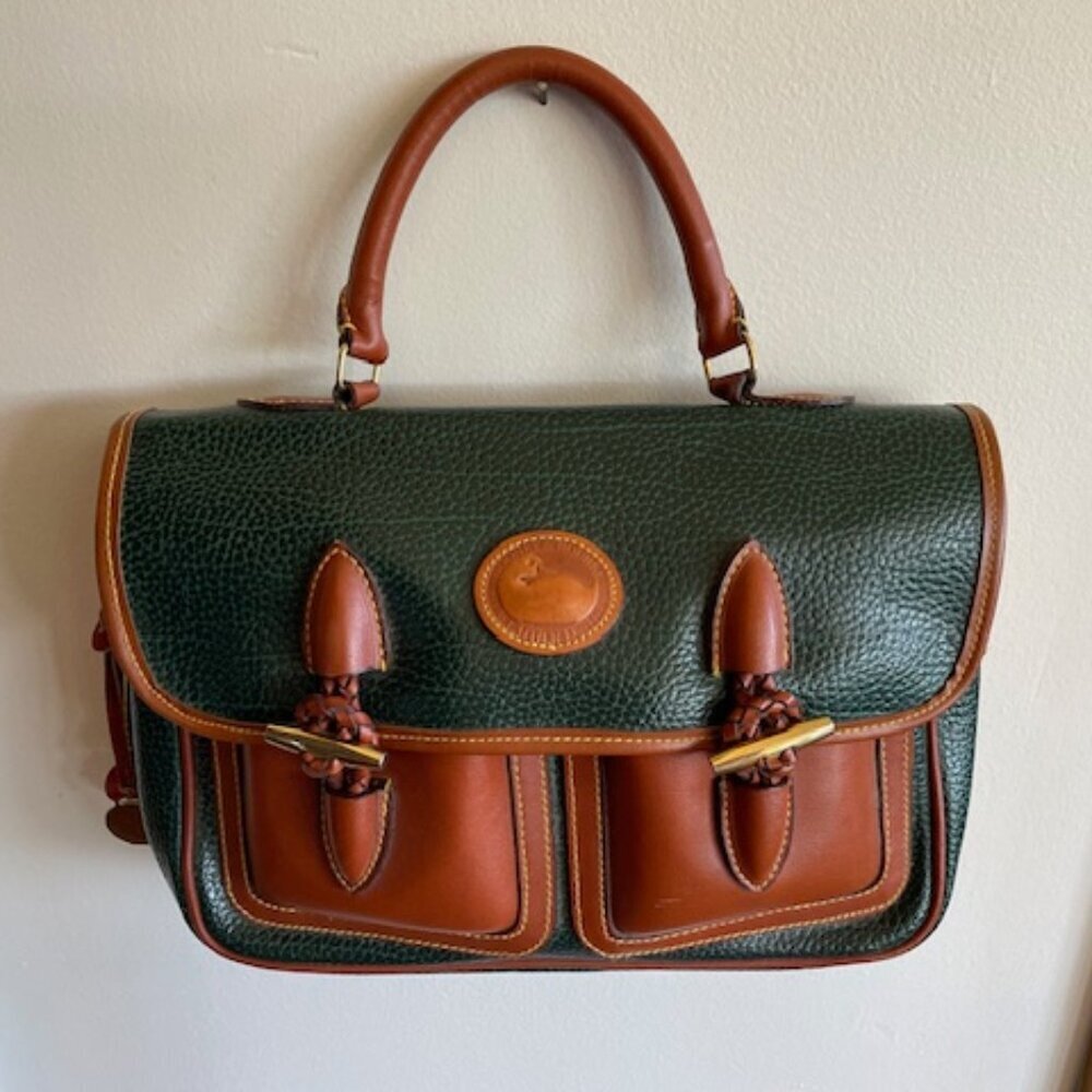 DOONEY & BOURKE AWL Green Pebbled Leather Large Double Pocket Outback Purse